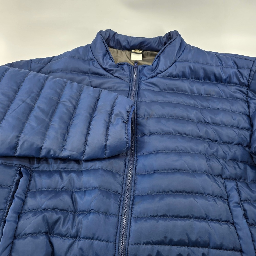 Haband Puffer Jacket Mens Quilted Full Zip Pockets Navy Blue 4X
